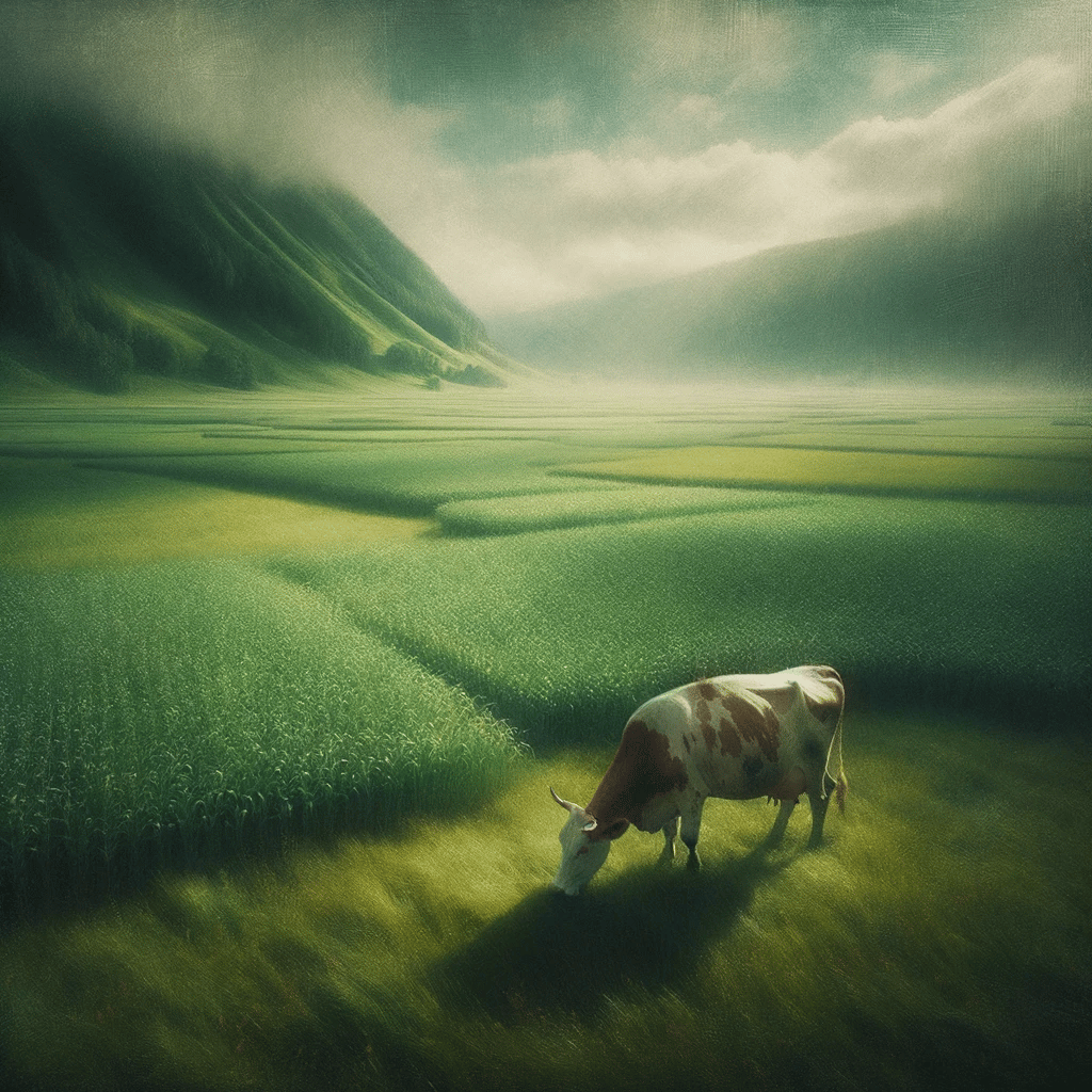 Fig 1. A cow in a field, generated by ChatGPT because I can.