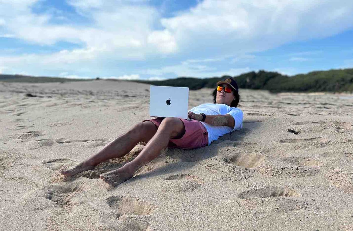 Jan exemplifying Aussie work-life balance.