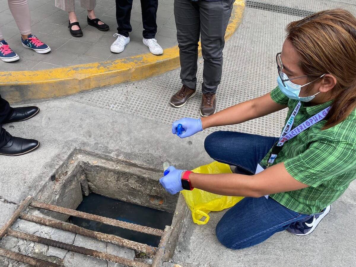 Fig 1. The workshop participants collected sewage and soil samples…